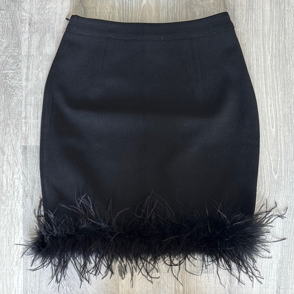 Black Feather High Waisted Skirt